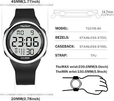 Hearkent 8 Alarms and Vibrating Watch Medication Reminder for Deaf